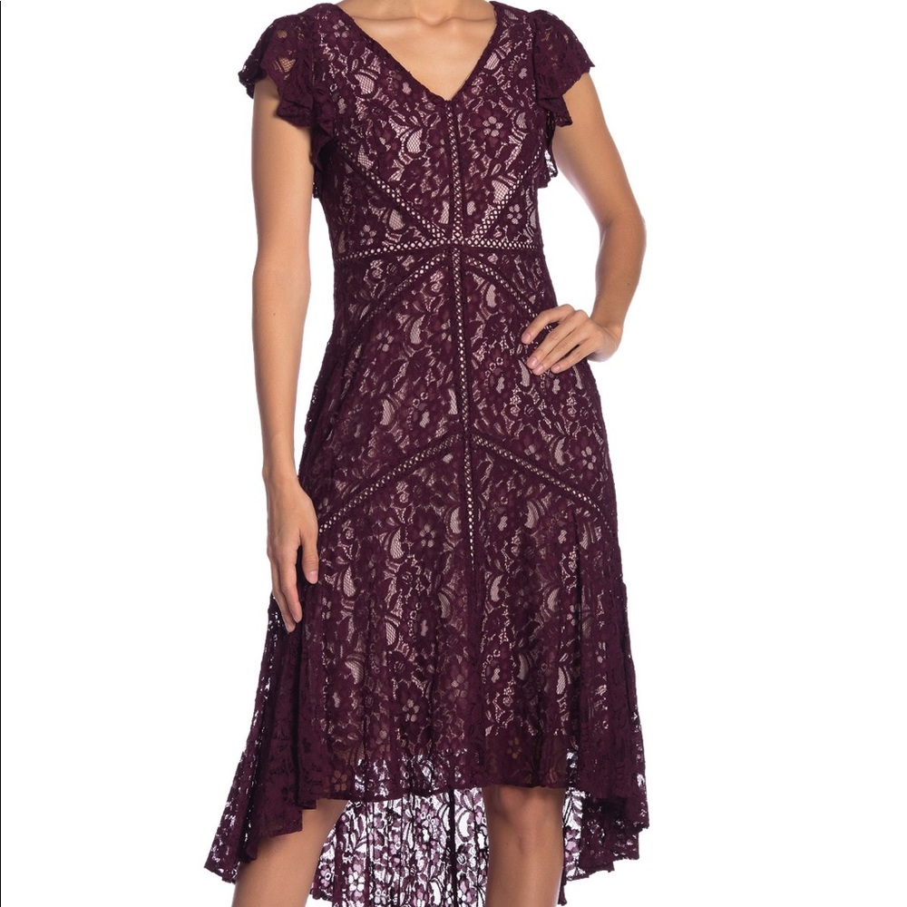 Taylor Flutter Sleeve Lace Dress
